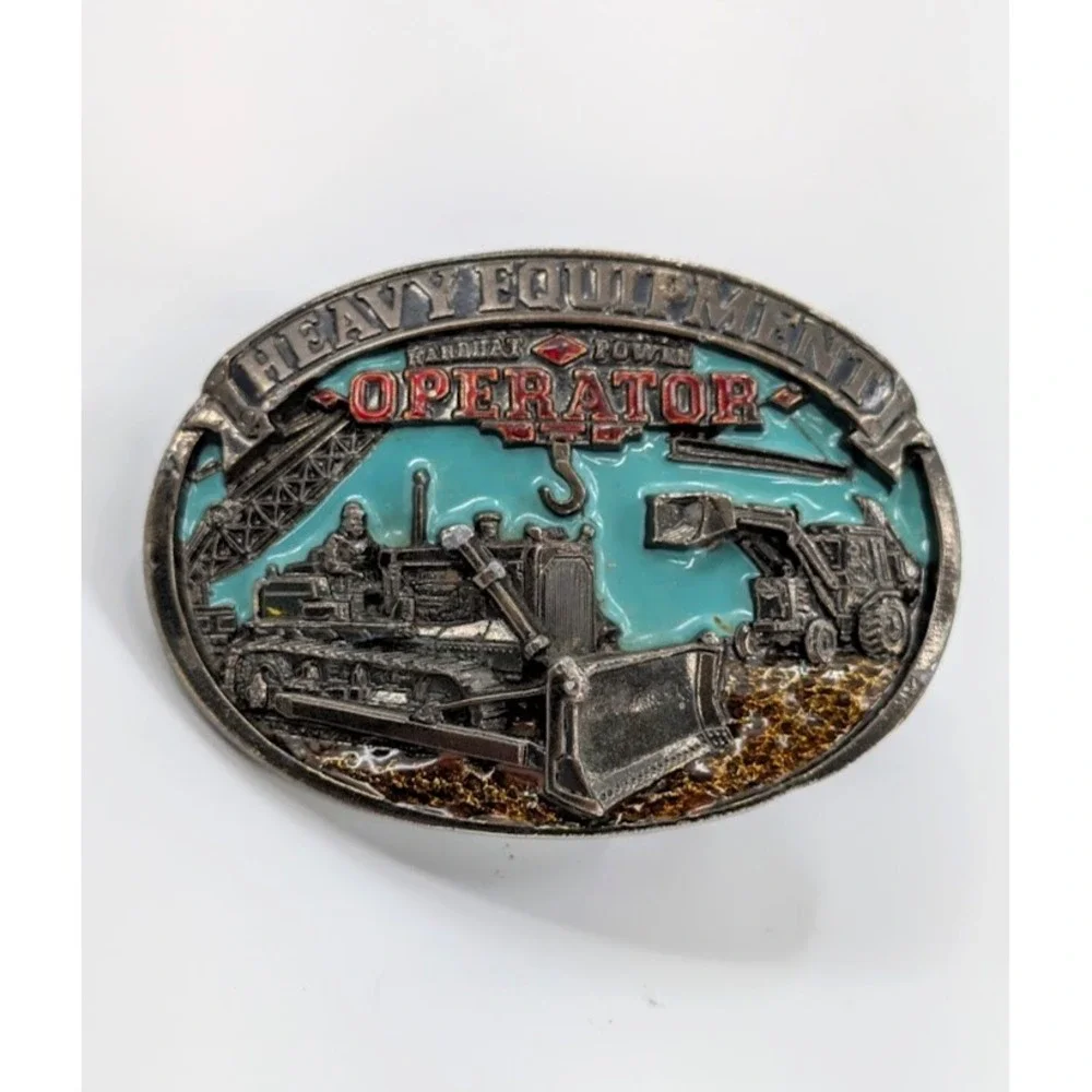 VTG 1986 Heavy Equipment Operator Belt Buckle The Great American‎ Buckle Co USA